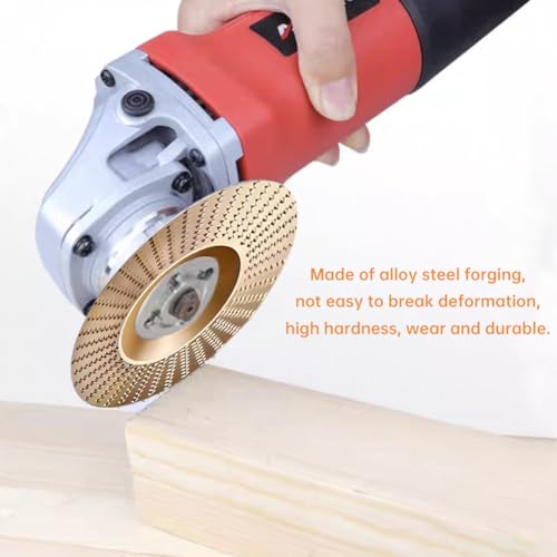 EMVANV 4 PCs Wood Carving Disc Set, for 4"" or 4 1/2"" Angle Grinder with 5/8"" Arbor Grinding Wheel Shaping Disc for Wood Cutting Grinder Cutting Wheel Attachments(Gold+Black)