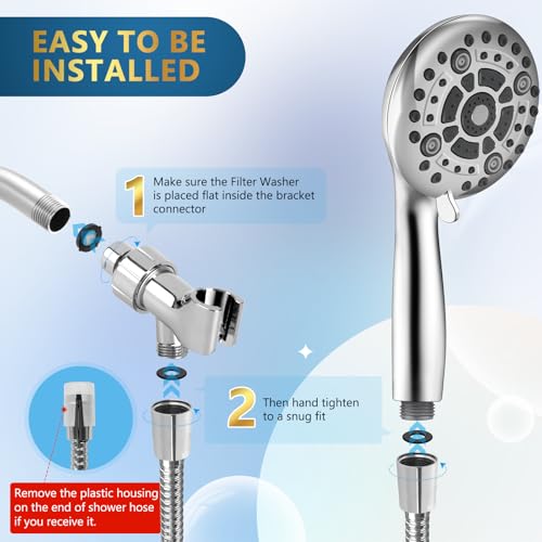 6 Spray Modes High Pressure Handheld Showerhead Set Upgraded - color: ‎Premium Chrome