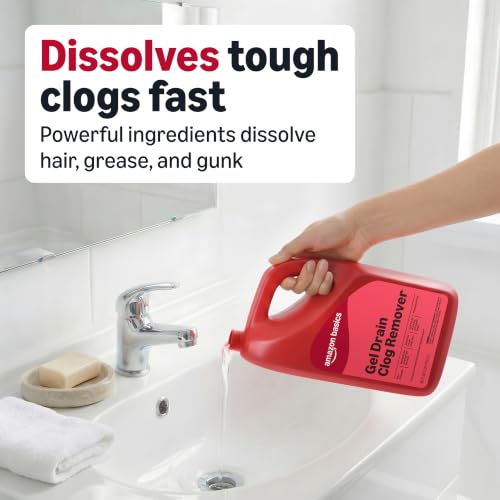 Amazon Basics Max Strength Drain Cleaner Hair Clog Remover Gel - Unclogs Hair and Grease, 80 Fl Oz, Packaging May Vary - size: 80 Fl Oz (Pack of 1)