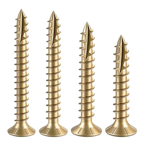 Wensilon #4 * 1" Yellow Deck Screws 907pcs 2 lbs 3x25mm - color: Yellow, size: #4*1"