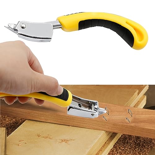 Staple Remover, Upholstery Staple Remover Tool, Upholstery Tools Tack Lifter with Double Pronged Head Nail for All Kinds of Staples for Furniture, Yellow