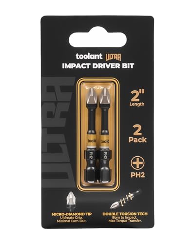toolant PH2 Phillips Impact Bit Set, 2 Inch, 2-Piece, Magnetic - color: 2 Pack, size: 2in, PH2