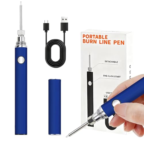 Rechargeable Wire Burning Kit, Digital Wire Burning Tool, Suitable for Bead Stringing, Leather Craftsmanship, Sewing, Weaving, Wax Carving, Wood Stamping (Blue) - color: Blue