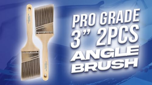 Pro Grade Paint Brushes, 3 Inch Angled Paint Brush, Trim & Stain, 2 Pack - size: 2Ea H 3A