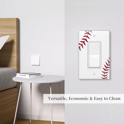 Baseball Single Rocker Light Switch Cover Plate | Fits standard 2-gang toggle and rocker switches, Durable polycarbonate thermoplastic with fade-resistant printed finish - color: Baseball, size: Single Rocker
