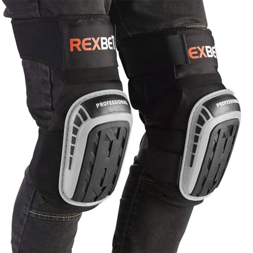 REXBETI Knee Pads for Men, Anti-slip Construction Gel Knee Pads for Work - color: Gray
