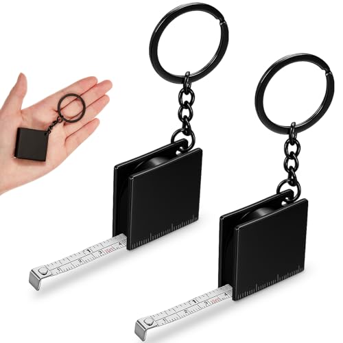 Quelay 2 Pcs Mini Tape Measure Keychain,Small Measuring Tape, Black - color: Black