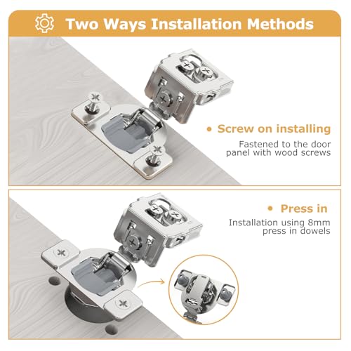 Furniware 20 Pack 10 Pairs 3/4 inch Overlay Soft Close Hinges for Face Frame Kitchen Cabinet Hinges Satin Nickel - 3 Way Adjustability Concealed Soft Close Hinges Damper Self Closing - size: 3/4 inch Overlay