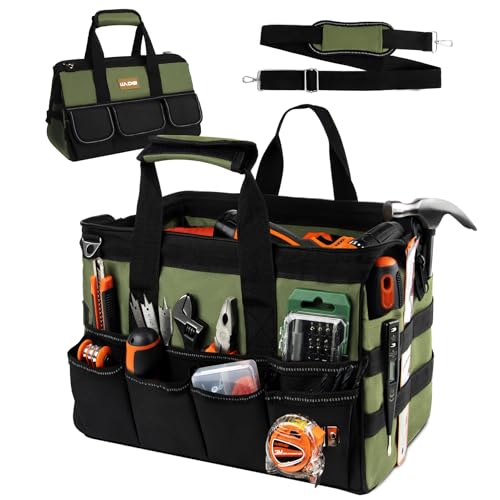 LLNDEI Heavy Duty Tool Bag, 15.7 Inch Portable Tool Organizer With 16-Pocket, Adjustable Strap & MOLLE System,Ideal Gift For Men & Fathers