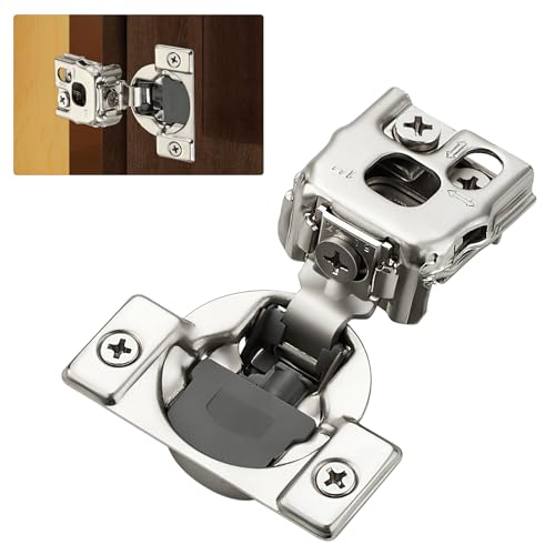 Satin Nickel Cabinet Hinges, 1 Inch Overlay, 10 Pack(5 Pairs) | Stainless Steel Build, Soft Close Concealed Hinge, 3D Self-Closing Adjustment, Face Frame Door Fit, Kitchen Cabinets - size: 1 inch Overlay