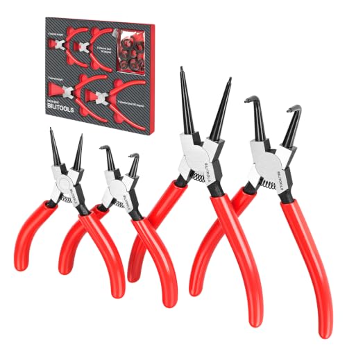 BILITOOLS 4PC Internal Snap Ring Pliers Set, 5" & 7" Circlip Kit - size: 5'' & 7'' Internal Snap Ring Pliers Set