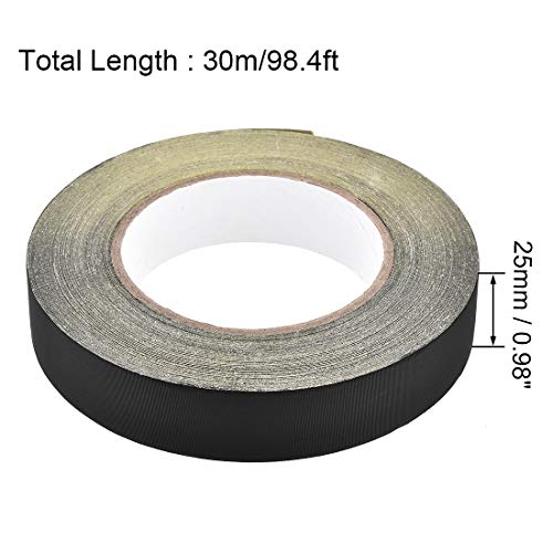 uxcell 25mm Acetate Cloth Tape for Laptop Electric Auto Guitar Repair High Temperature Adhesive Tape Black 30m/98.4Ft - size: 25mm