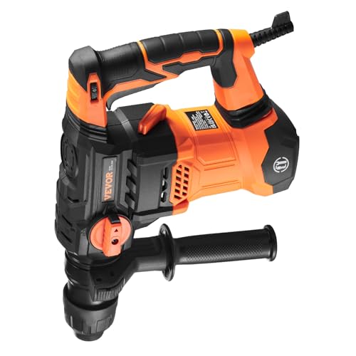 VEVOR 1-1/4 Inch SDS-Plus Rotary Hammer Drill, 13 Amp Corded Drills, Heavy Duty Chipping Hammers w/Vibration Control & Safety Clutch, Electric Demolition Hammers Variable Speed, Power Tool For Concret - size: 1-1/4 in