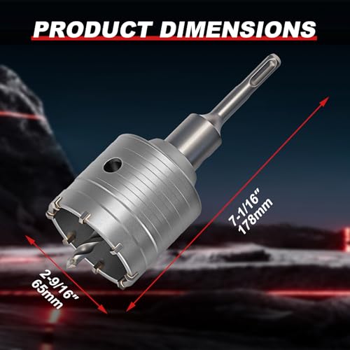 Professional 2-9/16" (65mm) Concrete Hole Saw 110mm SDS Plus & Dust Bag - size: 2-9/16" (65mm)
