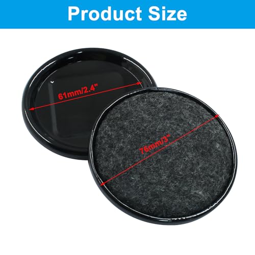 8Pcs Felt Furniture Sliders, Round, 3 inch Dia - size: Round, 3 inch Diameter