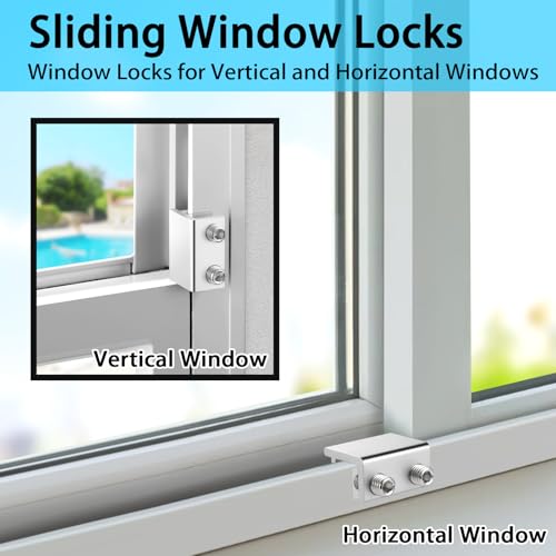 ZRFCXE Window Locks, Fits Horizontal & Vertical Sliding Windows (4 Pack) - color: Silver, size: 4 Pack