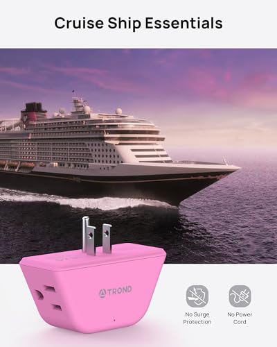 TROND Pink Outlet Extender with 3-Prong Grounded Sockets, for Tight Spaces - color: Pink, size: 3AC-3 Prong Plug, 1 Pack