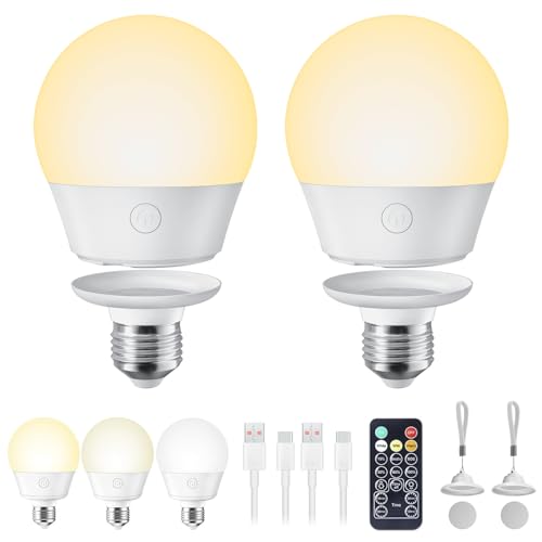 Brightown E26 Rechargeable Light Bulb with Remote for Sconces and Lamps - size: 2 Pack