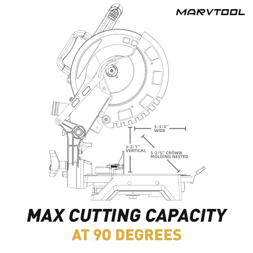 10-inch Compound Miter Saw, 5000RPM, 15 Amp, Single Bevel 0-45° with Extension Table, 36T Blade, Power Saw for Metal, Plastic, Wood, Laminates