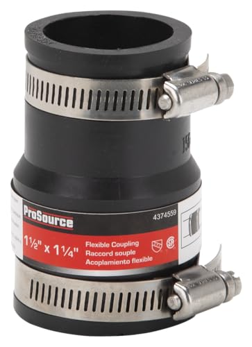 Rocky Mountain Goods 1-1/2” x 1-1/4” Flexible Pipe Coupling – Fits Sink Drains, Tailpieces, and Traps – No-Hub Rubber Coupler with Stainless Steel Clamps – Connects PVC, ABS, Cast Iron, Steel Pipes