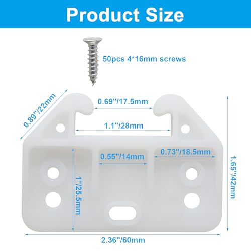 10pcs White Plastic Drawer Slides, 7 Holes Drawer Track Guides - size: 7 Holes