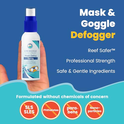 STREAM 2 SEA Reef Safe Anti-Fog Spray for Swim Goggles, Snorkel, Scuba & Ski Masks – Defogger for Diving, Snorkeling – 2Fl Oz - style: Flip Cap