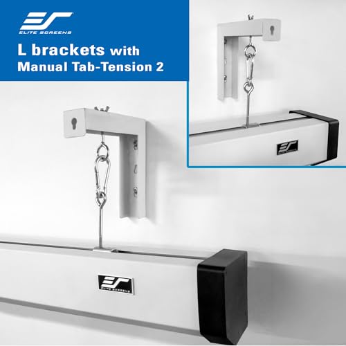 Elite Screens 6" White Projector Screen L-Brackets, Single Metal Welded Construction, Wall or Ceiling Mount - Includes Hooks and Hardware, Model: ZVMAXLB6-W