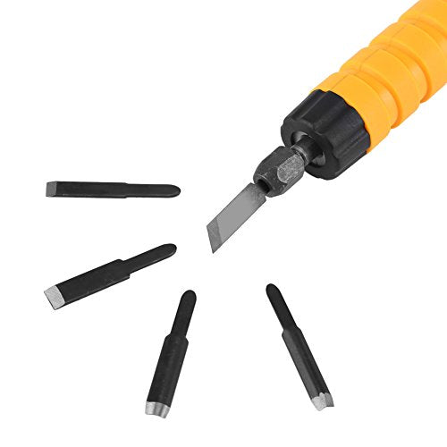 Woodworking Carving Chisel Electric Carving Machine Engraving Knife Tool with 5 Blades and 1 Wrench