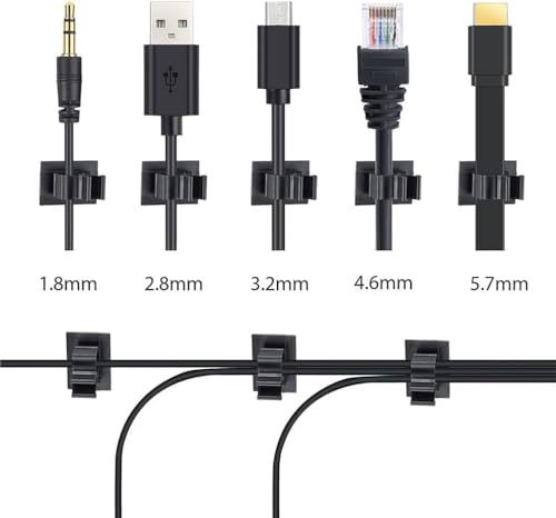 Viaky 30 Pcs Black Clips Self Adhesive Backed Nylon Wire Adjustable Cable Clips Adhesive Cable Management Drop Wire Holder - color: 30black, size: for 0-0.4''(10mm) cable