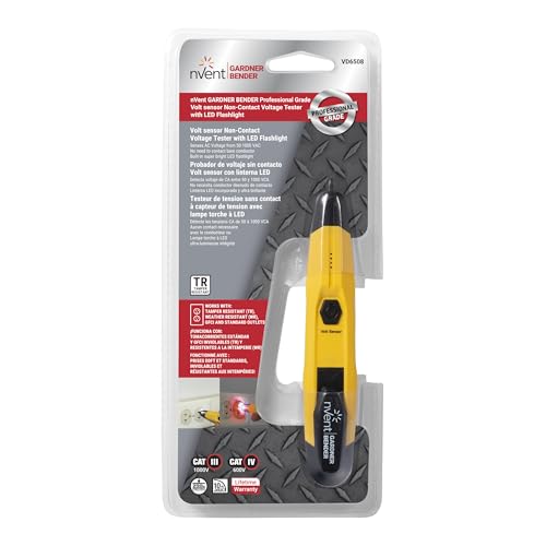 Sperry Instruments VD6508 Detector with Flashlight,cETLus Listed Lifetime, Warranty, 1, 5 Clams/Master Non-Contact Voltage Tester, Yellow