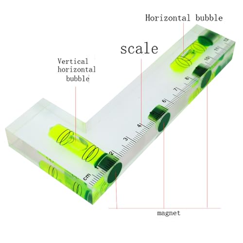 Transparent acrylic T-shaped integrated level with printed scale, high-precision bubble level, 120 * 51 * 13mm (L-shaped) - color: L-shaped