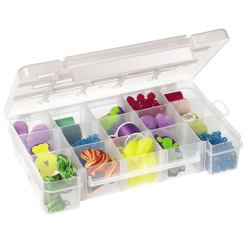 Akro-Mils 05705 Plastic Portable Parts Storage Case for Hardware and Crafts with Hinged Lid and 4 Adjustable Dividers, (8-3/8 x 5 x 1-5/8)-Inch, Small, Clear (Pack of 12) - size: Small (Pack of 12), style: 1-Pack