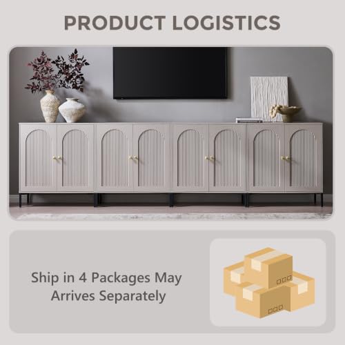 IFGET 123.5"W Modern Arch Sideboard Buffet Cabinet with Storage, Light Grey - color: Light Grey, size: 4 Pieces
