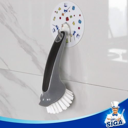 MR.SIGA Pot and Pan Cleaning Brush, Dish Brush for Kitchen, Gray, Pack of 2 - color: Black & Grey
