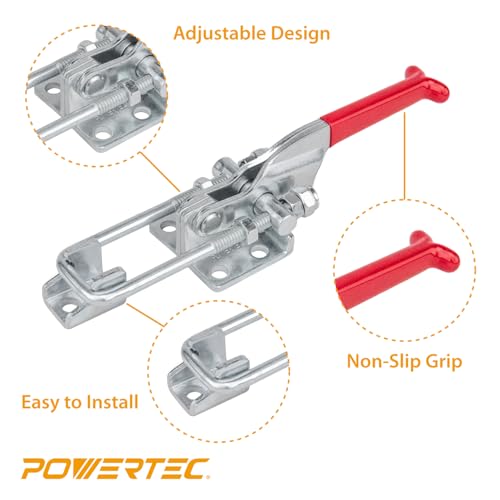 POWERTEC 1PK Toggle Clamp, 700 lbs Holding Capacity, 431 Adjustable U Bolt Latch w/ Antislip Hand Grip for Woodworking Jigs & Fixtures, Smoker, Tire Carrier, Tool Box, Cabinet (20307) - style: 431, 1PK