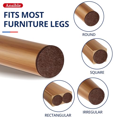 Ansible 60 PCS Felt Furniture Pads 1" for Hardwood Floors - size: 60 PCS 1" Brown, Round