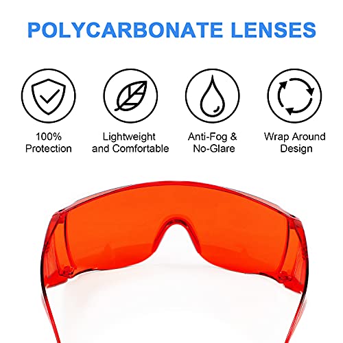 EZGO Dental Lab Safety Glasses, Anti-Fog Goggle Eyewear Protective Eye Shield Safety Glasses for Teeth Whitening Curing Light