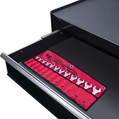 Premium Stubby Combination Wrench Set with Roll-up Pouch, 12-Piece, Metric, 8mm to 19mm, No Skipped Size | Cr-V Steel, Mirror Polished Finish | Short Length and Slim Body, Perfect for Confined Areas - size: Metric Set