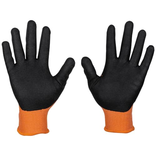 KLEIN TOOLS 60582 Work Gloves, Knit Dipped Cut Resistant ANSI A1 Nitrile Coated Gloves, Nylon-Spandex, Touchscreen Capable, X-Large, 2-Pair - size: X-Large, style: 2-pair Pack
