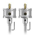 DECKRKAT 2-Pack 2-1/16" TCT Hole Saws for Hard Metal, Heavy Duty 52mm Tungsten Carbide Tipped Hole Cutters Set with Spring-Loaded Pilot Drill Bits for Stainless Steel, Metal, Iron, and Plastic. - size: 2-1/16" (52mm)