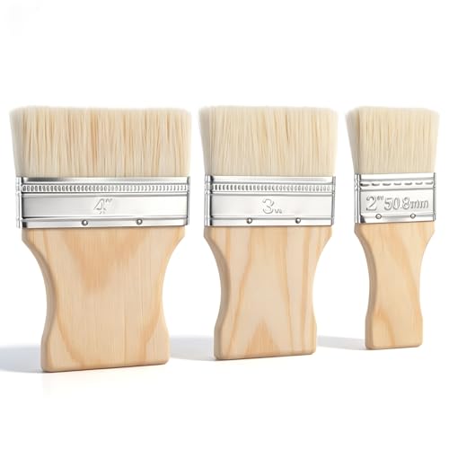 3Pcs Flat Paddle Paint Brush, Wide Paint Brushes for Decorating