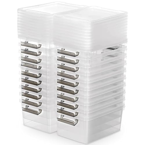 Citylife 20Packs 1.3Qt Small Storage Bins with Lids,Stackable Clear - color: Clear White, size: 1.3 QT(20 Pack)