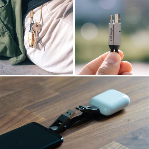 Rolling Square inCharge 6 - Keychain USB C Charger Cable, Lightning Cable and Micro-USB for Smartphone, Universal Cable Charger 6 in 1, USB Plug, 15W, Gray - color: Gray