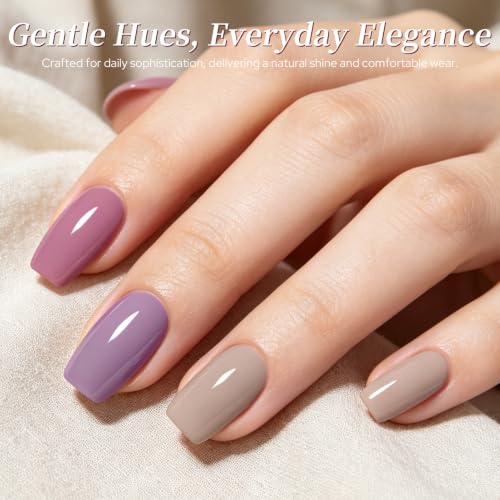 Born Pretty Nude Nail Polish Set 6 Colors Lilac Lavender Burgundy Red Khaki - color: Muted Muse