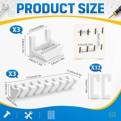 Novabright 6 Pcs 2 Style Pegboard Screwdriver Holders Plastic Pegboard Plier Holders Peg Board Screwdriver Household Tools Organizer Racks for Kitchen, Workbench, Garages, Shops, Hanging Plier(White) - color: White