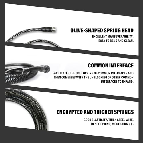 32.8ft x 1/2" Drain Snake Plumbing Pipe Cleaning Cable w/ 6 Cutters