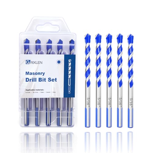 5 Pack 5/16 inch Masonry Drill Bit Set for Concrete,3 Flat Shank,4" Length - size: 5/16 inch（ 5 Pack ）, style: 3 Flat Shank