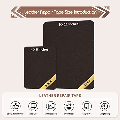 KING MOUNTAIN Leather Repair Patch,2 Packs 9 x 11 Inches self Adhesive Leather Repair Tape for Damaged Leather Furniture, Sofa Seating,Car Seats, Leather Goods(Dark Brown) - color: Dark Brown, size: 9" x 11"