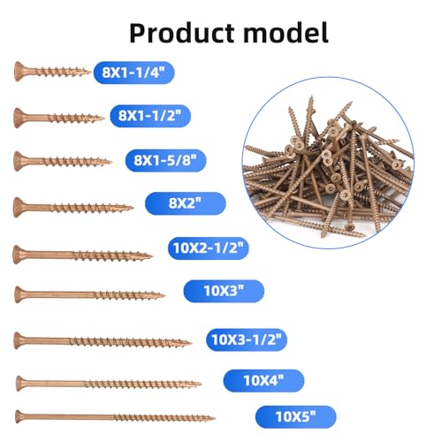 Deck Screws #8 x 1-1/2’’, T25 Star Torx Drive Flat Head Wood Screws, Brown, 5lb - color: Brown, size: 8X1-1/2’’