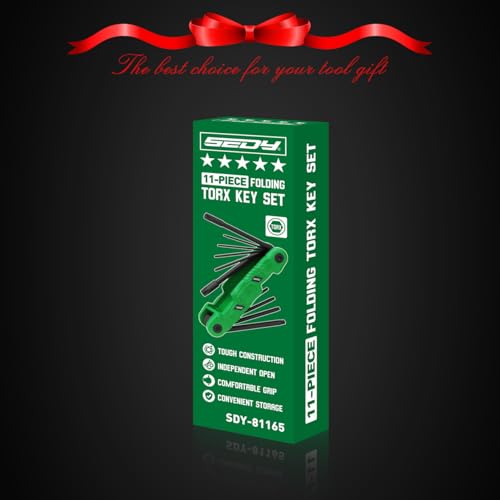 11-Piece Large Folding Torx Key Set (T9–T55), Heavy Duty Folding Star Wrench Set, Portable Compact Tool for Archery, Bike Repair, Furniture, and Basic Home Maintenance(Green) - style: 11-Piece Torx (Folding - Green)